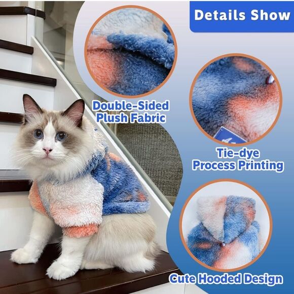 Dog Hoodie Sweater Large Cat Sweatshirts Tie Dye Pet Coat Pullover Winter D1 - Picture 3 of 6